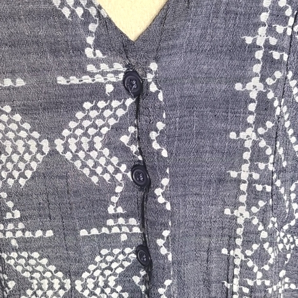 Fred David Blue & White Patterned Top, Size XL - Picture 4 of 12